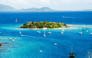 Yachts congretating at Marina Cay, BVI