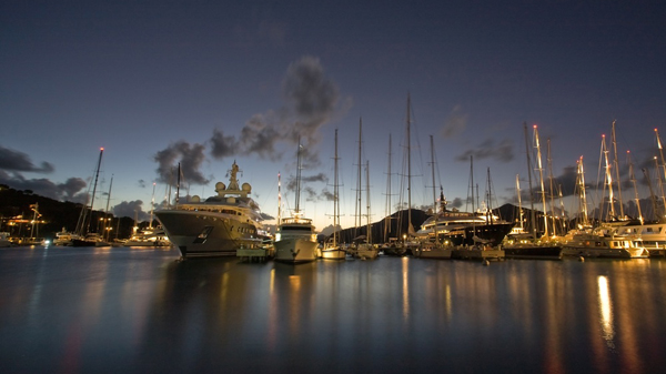 boats in the Antigua night