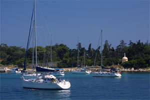 boats moored at in the Iles de Lerins