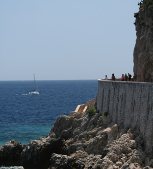A view of the Mediterranean Sea from below the Grimaldi Palace