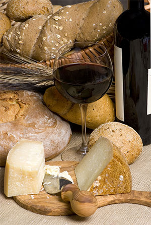 Sardinian wine and cheese