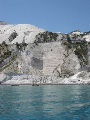 Pumice mines on Lipari above the gorgeous cobalt water